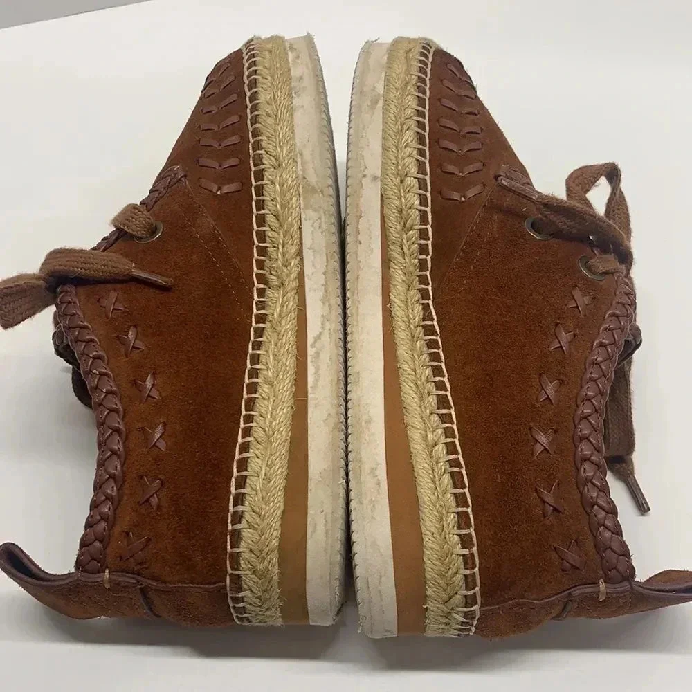 See by Chloe Espadrilles Sneakers Shoes Suede Whipstitch Trim Tan Brown Size 7